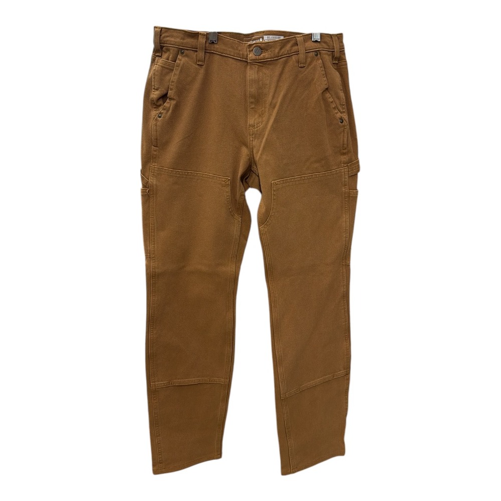 Carhartt Women Pant 12 Tall Brown Double Front Rugged Flex Carpenter Relaxed Fit